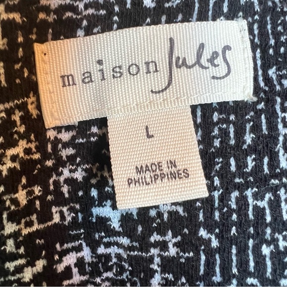 Maison Jules Dress Size Large Black White Print Fit & Flare Short Sleeve - Picture 8 of 16